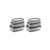 Oval 6 Parça Hava Almaz Sızdırmaz Saklama Kabı Seti Füme 2x(300/500/800 ml)