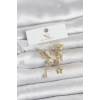 Pirinç Gold Renk Zirkon Taşlı Gece Temalı 3lü Kadın Küpe