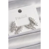 Pirinç Gümüş Renk Zirkon Taşlı Kelebek Model Kadın Küpe