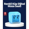 Renk Değiştiren LED Alarmlı Dijital Küp Masa Saati