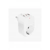 Tekli Yüksek Voltaj Korumalı Duvar Prizi 2x Type-c 1x Usb Çıkışlı Priz Grup Priz Çoğaltıcı Beyaz