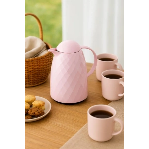 1 Lt Akrilik Soft Pembe Çay Termosu 12 Saat Sıcak 24 Saat Soğuk