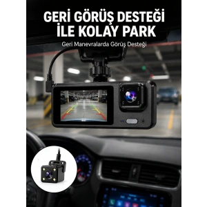 1080P 3 Kameralı Araç DVR – Döngü Kayıt ve Geri Görüş Özellikli Yeni Nesil