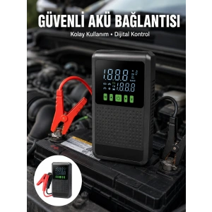 12.000 mAh Şarjlı Araç Akü Takviye ve Işıklı Hava Kompresörü Yeni Nesil