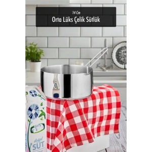 14 Cm Orta Boy Lüx Paslanmaz Çelik Sütlük & Sosluk & Kaçerola