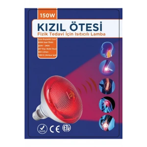 150w Kızılötesi (infrared) Isıtıcılı Fizik Tedavi Lambası (Kırmızı Işık) E27 (Kalın Duy)