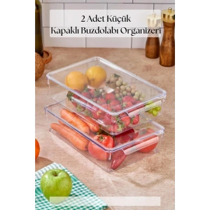 2 Li Kapaklı Buzdolabı Organizeri & Buzdolabı Düzenleyici 3 lt