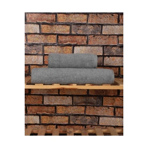 2 Parça %100 Pamuklu Soft Lüx Banyo Havlu Seti Gri