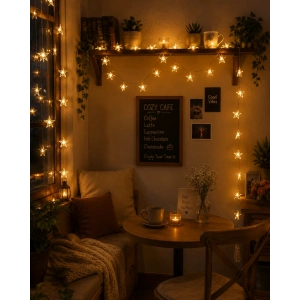 20 LED Yıldız Işık Zinciri Günışığı Beyaz Dekoratif Süs Lambası