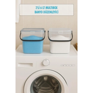 2’li Multibox Deterjanlık Kutusu & Banyo Düzenleyici & Saklama Kutusu 6 Lt Şeffaf