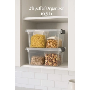 2’li Şeffaf Saklama Kutusu & Düzenleme Kutusu 10,5 Lt