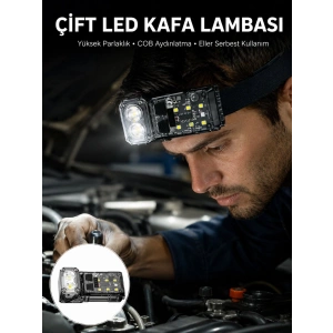 3 Fonksiyonlu LED Far El Feneri Çalışma Lambası Uzun Pil Ömürlü Yeni Nesil