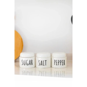 3 Lü Seramik Baharat Seti Beyaz 350 ml