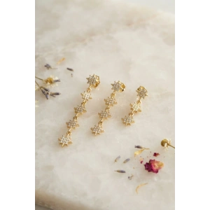 3 lü Set Küpe Gold Renk Kutup Yıldızı Detaylı