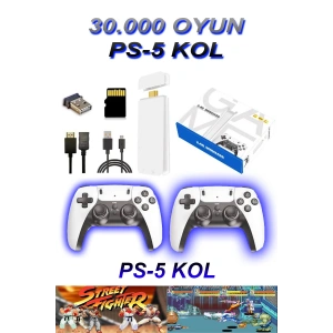 30.000 Oyun Yüklü, PS5 Kollu, 2.4G Kablosuz Çift Kumandalı Retro Oyun Konsolu Stick