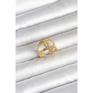 316L Çelik Gold Renk Burgu Düğüm Model Kadın Yüzük