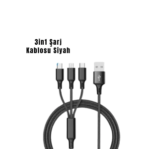 3’ü 1 Arada Hızlı Şarj Kablosu