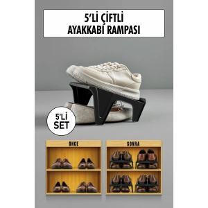 5 Li Set Çiftli Ayakkabı Rampası & Ayakkalık Düzenleyici & Organizer
