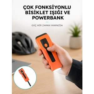 5000 mAh Bataryalı Bisiklet Farı COB Çakar Çok Fonksiyonlu Yeni Nesil