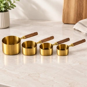 Ağaç Kulplu Ölçü Kaşığı 4lü Set