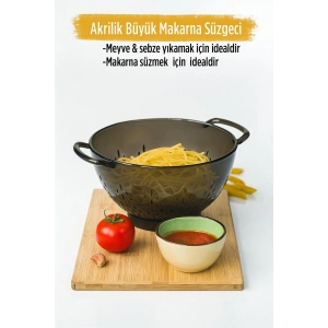 Akrilik Füme Makarna Süzgeçi & Sebze Meyve Süzgeçi
