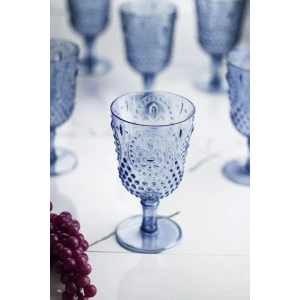 Akrilik Lacivert Tekli Kadeh & Su Meşrubat Kahve Yanı Bardağı 450 ml ( Cam Değildir )