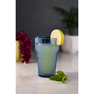 Akrilik Lacivert Tekli Uzun Bardak & Su Meşrubat Bardağı 400 ml ( Cam Değildir )