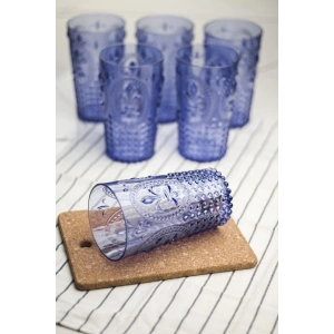 Akrilik Mavi 6lı Uzun Bardak & Su Meşrubat Bardağı 750 ml ( Büyük Boy & Cam Değildir )