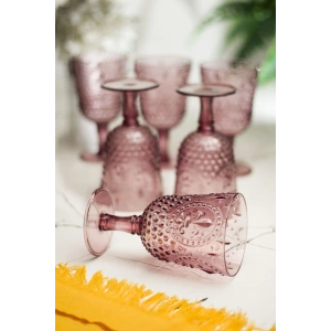 Akrilik Mürdüm 6lı Kadeh & Su Meşrubat Kahve Yanı Bardağı 450 ml ( Cam Değildir )