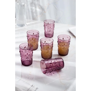 Akrilik Mürdüm 6lı Kısa Bardak & Su Meşrubat Kahve Yanı Bardağı 400 ml ( Cam Değildir )