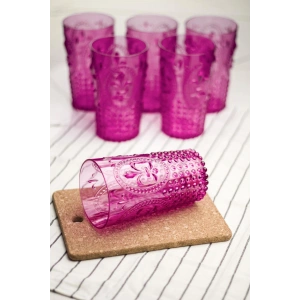 Akrilik Pembe 6lı Uzun Bardak & Su Meşrubat Bardağı 750 ml ( Büyük Boy & Cam Değildir )