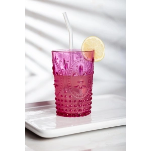 Akrilik Pembe Tekli Kısa Bardak & Su Meşrubat Kahve Yanı Bardağı 400 ml ( Cam Değildir )