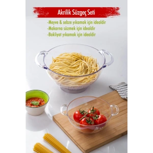 Akrilik Şeffaf 2 Li Süzgeç Seti ( Makarna & Pirinç Süzgeci )