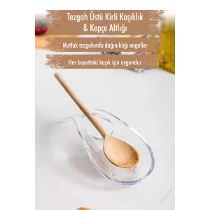 Akrilik Şeffaf Tezgah Üstü Kirli Kaşıklık & Kepçe Altlığı