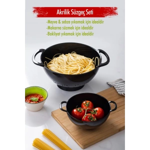 Akrilik Siyah 2 Li Süzgeç Seti ( Makarna & Pirinç Süzgeci )