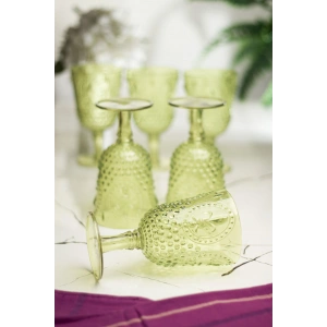 Akrilik Yeşil 6lı Kadeh & Su Meşrubat Kahve Yanı Bardağı 450 ml ( Cam Değildir )