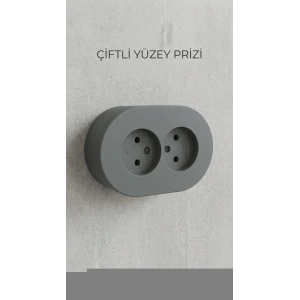 Antrasit İkili Sıva Üstü Topraklı Priz - Modern ve Dayanıklı Elektrik Çözümü