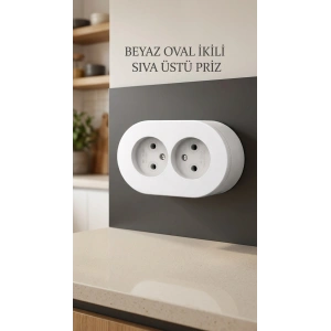 Beyaz Renk Çiftli Topraklı Sıva Üstü Priz - İç Mekan Uygunluğu