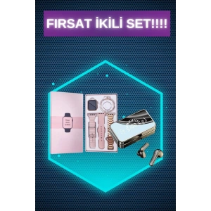 Bileklikli Amoled Ekran Akıllı Saat ve Dijital Göstergeli Kablosuz Bluetooth Kulaklık ANC/ ENC