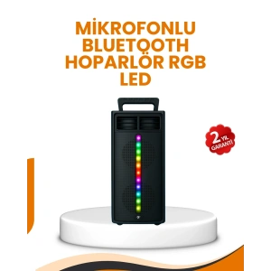 Bluetooth Işıklı Hoparlör – 2x5W Güç | USB + TF Kart + FM Radyo | Siyah Renk