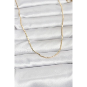 CM 14K Gold Renk İnce Kare Zincirli Model 60 cm Kadın Kolye