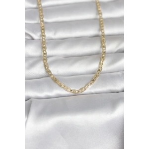 CM 14K Gold Renk Lazer Kesim Zincirli Model 60 cm Kadın Kolye