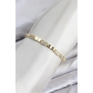 CM Kare Model Zirkon Taşlı VIP Seri Gold Renk Pirinç Kadın Bileklik