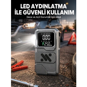Çok Fonksiyonlu Akü Takviye ve Taşınabilir Hava Kompresörü