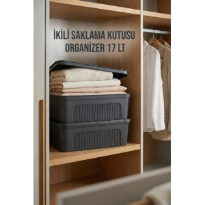 Füme 2Li 17 LT Ünit Saklama Kutusu & Çok Amaçlı Ev Ve Gardırop Düzenleyici Organizer