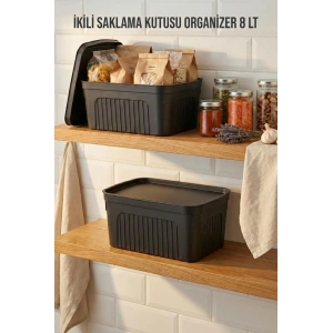 Füme 2Li 8 LT Ünit Saklama Kutusu & Çok Amaçlı Mutfak Ve Kiler Düzenleyici Organizer