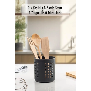Füme Silindir Dik Kaşıklık &  Tezgah Üstü Düzenleyici & Servis Standı
