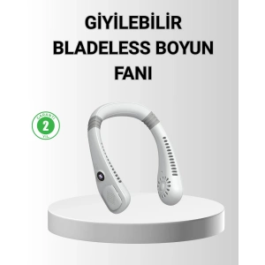Giyilebilir Boyun Fanı 360° Dairesel Rüzgar ve 5 Kademeli Hız Ayarlı