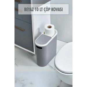 Gri Kapaklı WC Kağıtlıklı Çöp Kovası & Ofis Çöp Kovası 10 Lt