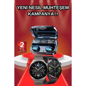 İkili Set Akıllı Saat Ve Bluetooth Kulaklık Kablosuz Uzun Pil Ömrü Spor Modları